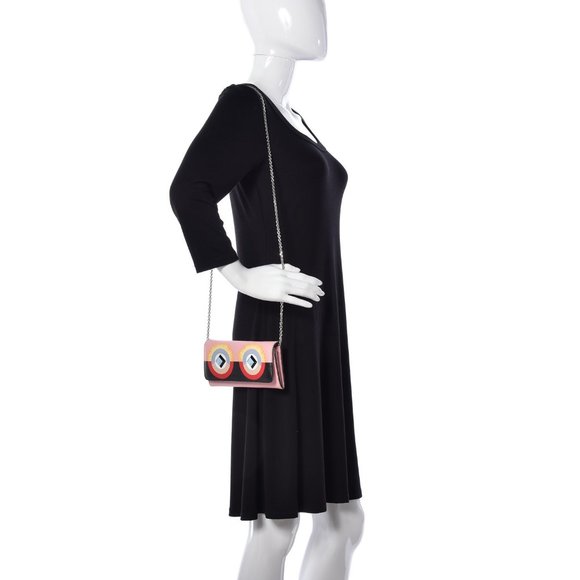 NEW!  Fendi Monster Wallet On Chain Pink - Picture 2 of 10
